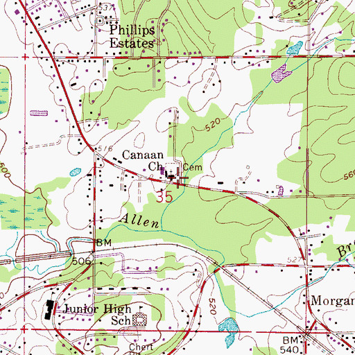 Topographic Map of Canaan Church, AL