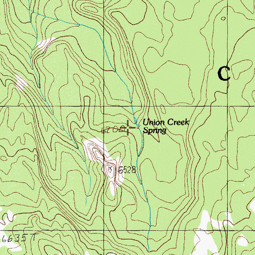 Topographic Map of Union Creek Spring, OR