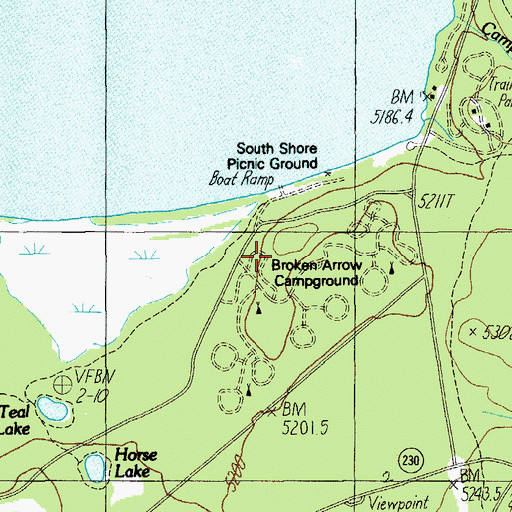 Topographic Map of Broken Arrow Recreation Site, OR