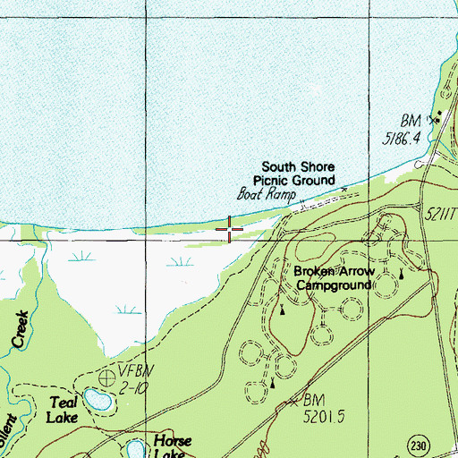 Topographic Map of South Shore Recreation Site, OR