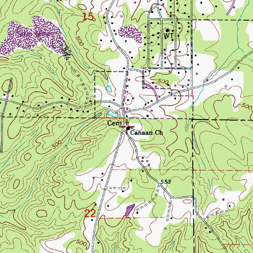Topographic Map of Canaan Church, AL