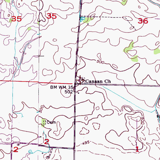 Topographic Map of Canaan United Methodist Church, AL