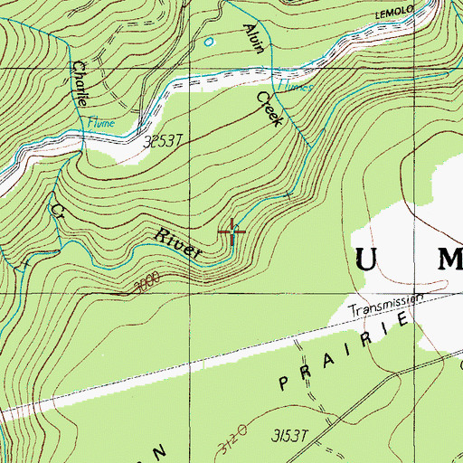 Topographic Map of Alvin Creek, OR