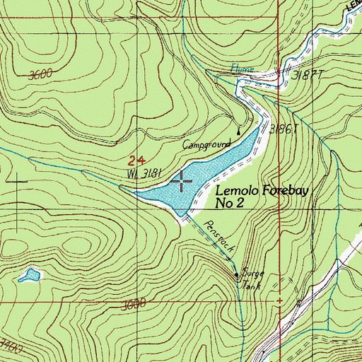 Topographic Map of Lemolo Forebay, OR