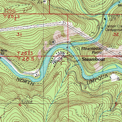 Topographic Map of Station Creek, OR