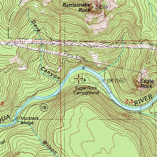 Topographic Map of Eagle Rock Recreation Site, OR