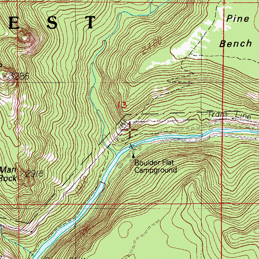 Topographic Map of Boulder Flat Recreation Site, OR