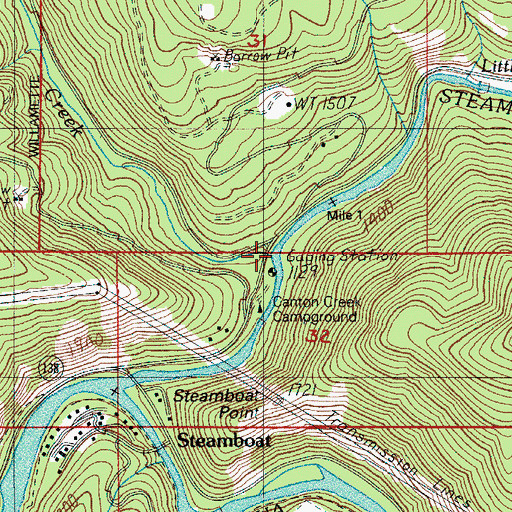Topographic Map of Canton Creek Recreation Site, OR
