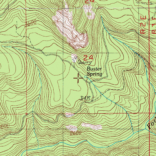 Topographic Map of Buster Spring, OR