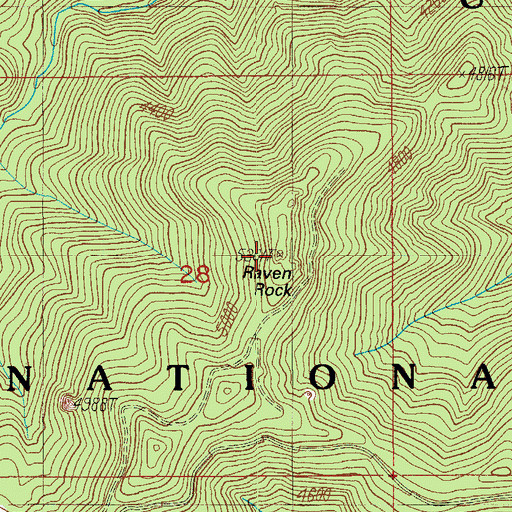 Topographic Map of Raven Rock, OR
