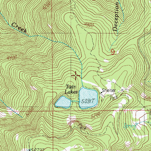 Topographic Map of Big Twin Lakes Campground, OR