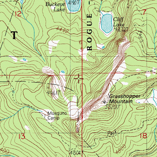 Topographic Map of South Umpqua Falls Recreation Site, OR