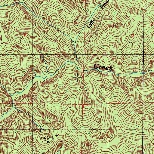 Topographic Map of Little Franklin Creek, OR