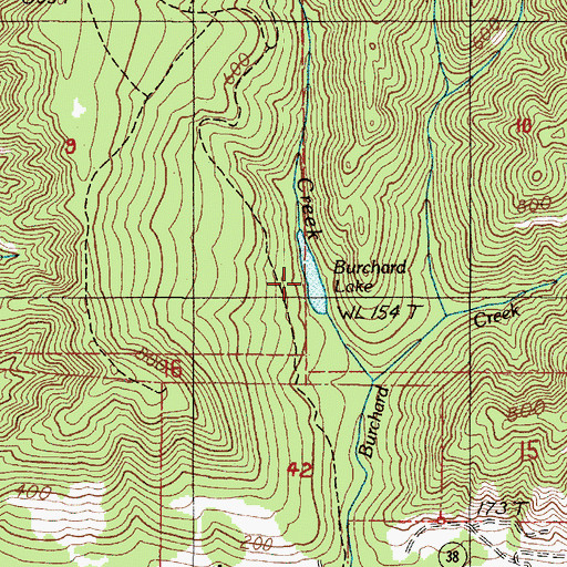 Topographic Map of Burchard Lake, OR