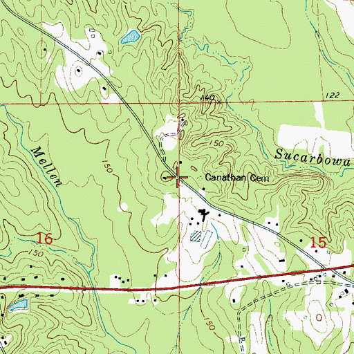 Topographic Map of Canathan Cemetery, AL