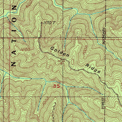 Topographic Map of Golden Ridge, OR