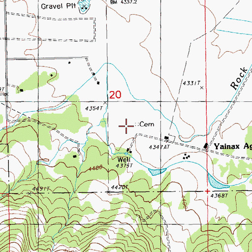 Topographic Map of Rock Creek Cemetery, OR