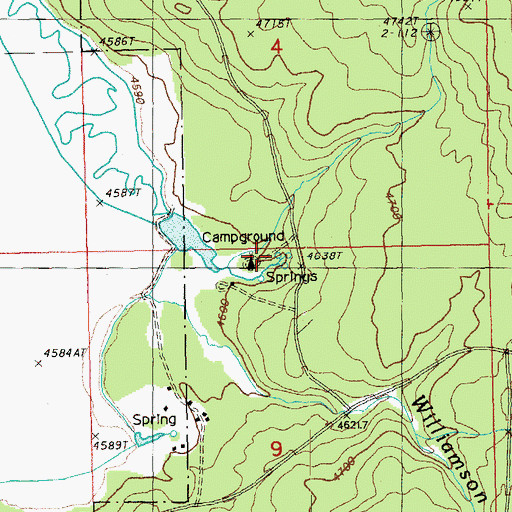 Topographic Map of Williamson River Spring, OR