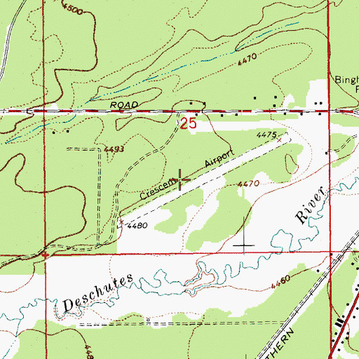 Topographic Map of Crescent Airport (historical), OR
