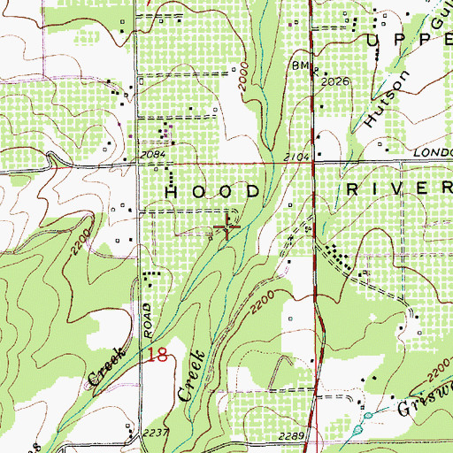 Topographic Map of West Fork Evans Creek, OR
