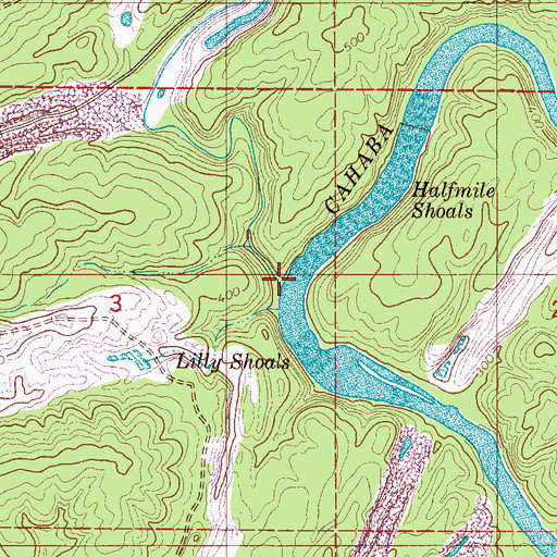 Topographic Map of Cane Creek, AL