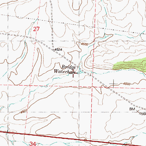 Topographic Map of Bridge Waterhole, OR