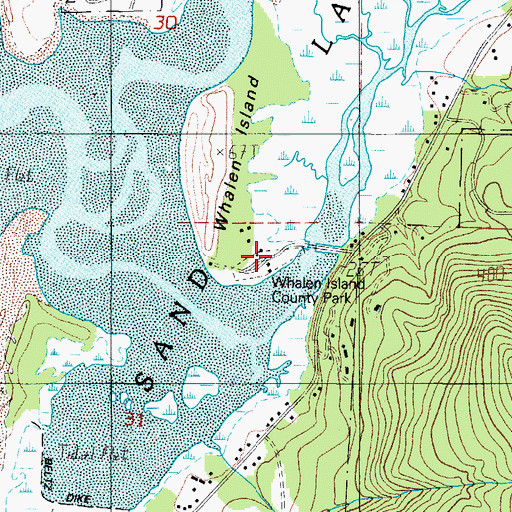 Topographic Map of Clay Myers State Natural Area at Whalen Island, OR
