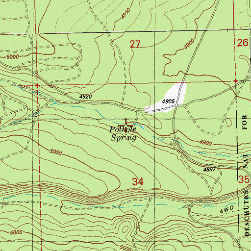 Topographic Map of Pothole Spring, OR