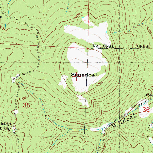 Topographic Map of Sugarloaf, OR