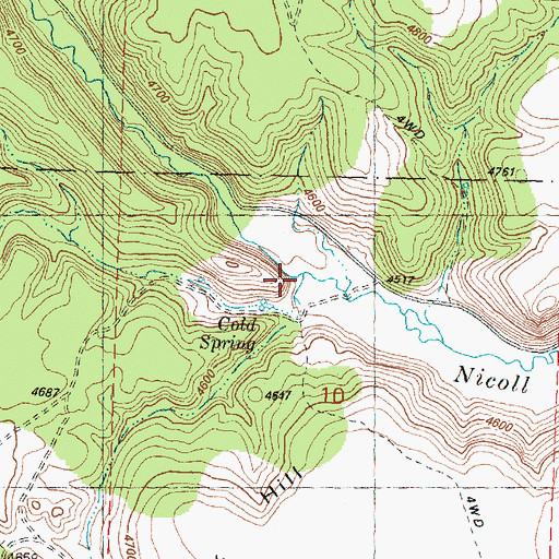 Topographic Map of Ryegrass Creek, OR