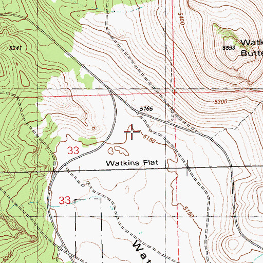 Topographic Map of Watkins Flat, OR