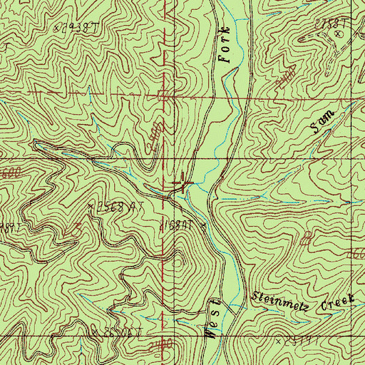 Topographic Map of Sam Creek, OR