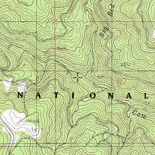Topographic Map of Big Red Mountain Creek, OR