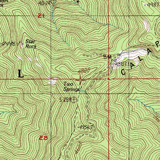 Topographic Map of Two Springs, OR