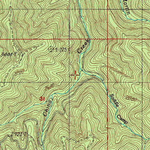 Topographic Map of Saddle Camp Creek, OR