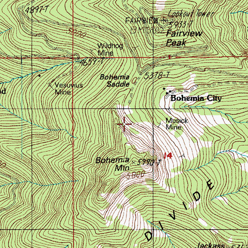 Topographic Map of Jackass Ridge, OR