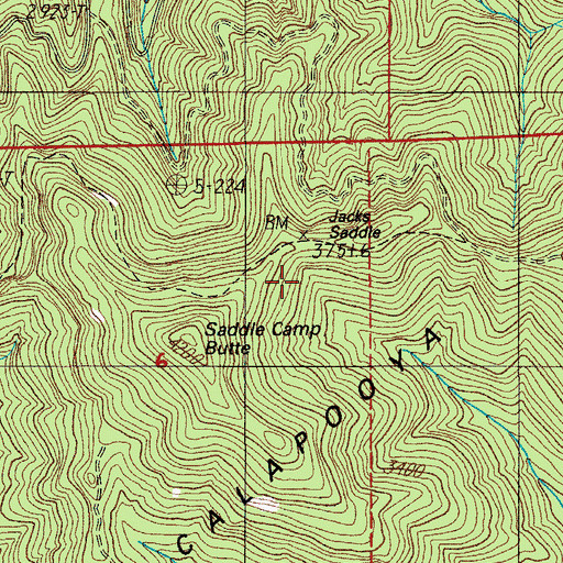 Topographic Map of Jacks Saddle, OR