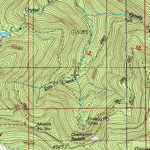 Topographic Map of Day Creek, OR