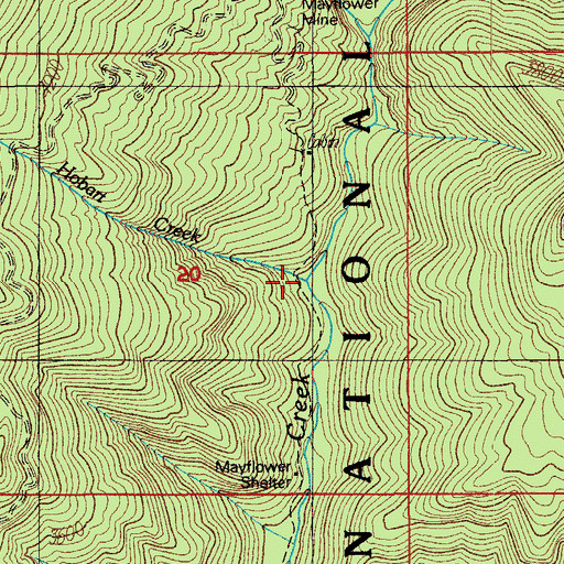 Topographic Map of Hobart Creek, OR