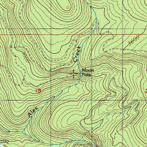 Topographic Map of Moonfalls, OR