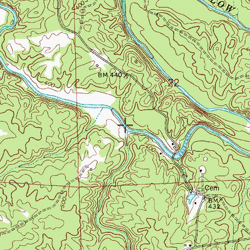 Topographic Map of Cane Creek, AL
