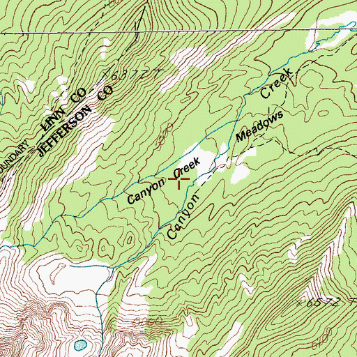 Topographic Map of Canyon Creek Meadows, OR
