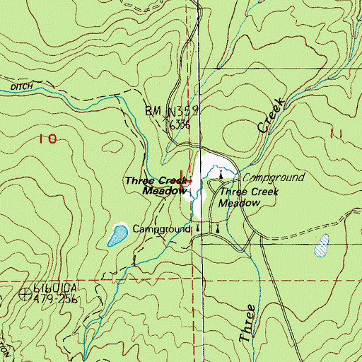 Topographic Map of Three Creek Meadow, OR