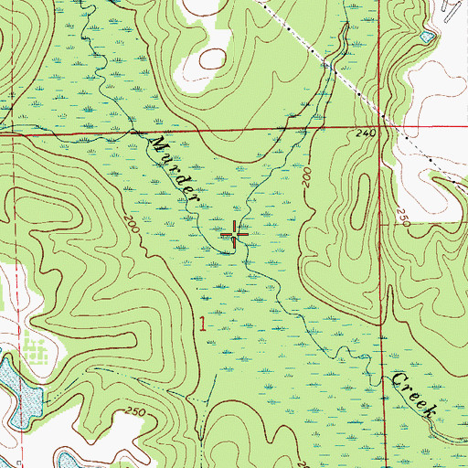 Topographic Map of Cane Creek, AL