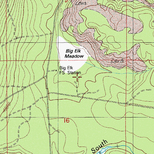 Topographic Map of Big Elk Meadow, OR