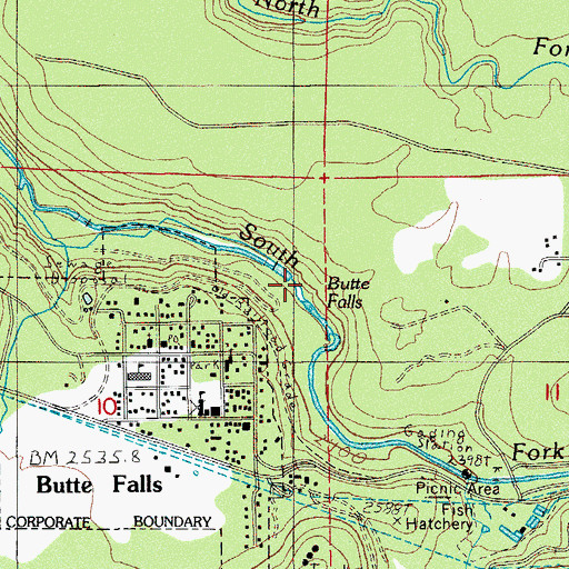 Topographic Map of Butte Falls, OR