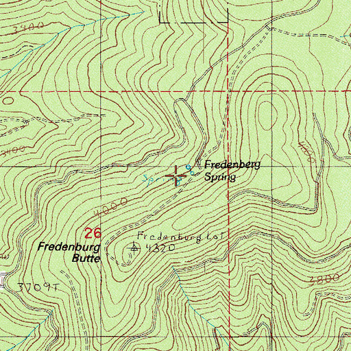 Topographic Map of Fredenburg Spring, OR