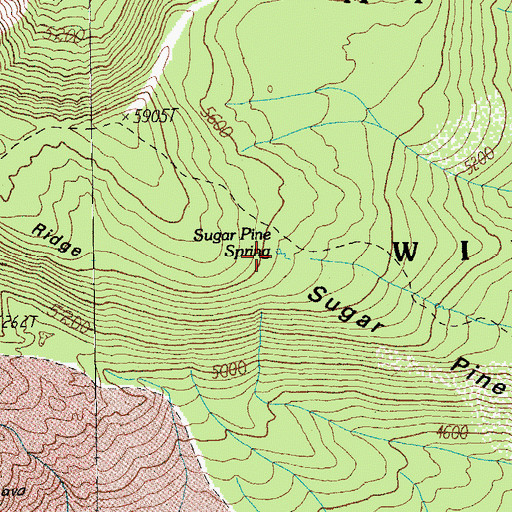 Topographic Map of Sugarpine Spring, OR