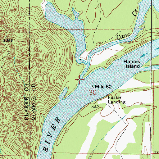 Topographic Map of Cane Creek, AL