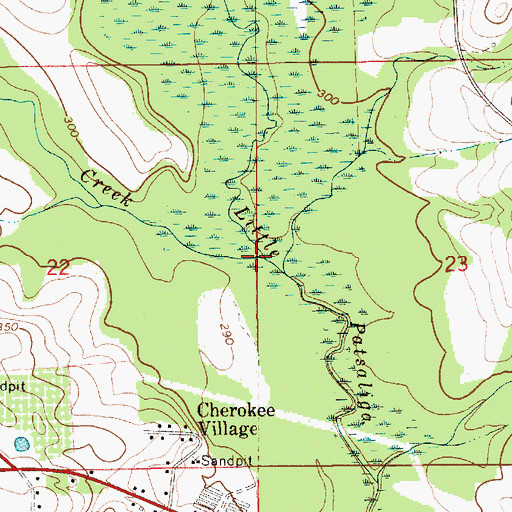 Topographic Map of Cane Creek, AL
